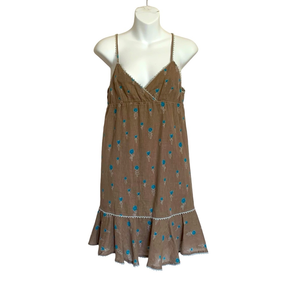 FREE PEOPLE Women’s Linen Blend Floral BOHO  Dress Size 2